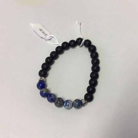 Lapis & Black Obsidian Bracelet 8mm 3rd Eye Chakra