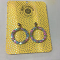 Pink & Blue Hoops on Gold Studs