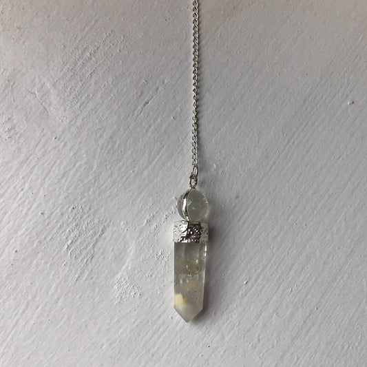 Crystal Pendulum & Crystal Ball on Chain - Clear Quartz