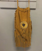 Tan Colored Leather Bag/Satchel With Fringes