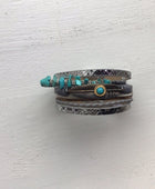 Leather Magnetic Buckle Grey + Turquoise