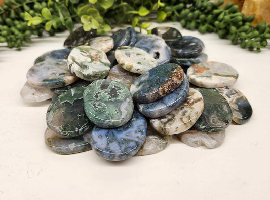 Moss Agate Flat Stone