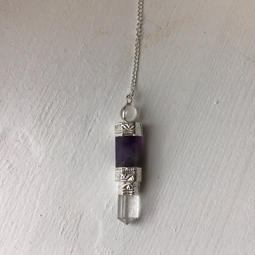 Crystal Pendulum & Crystal Ball on Chain - Amethyst