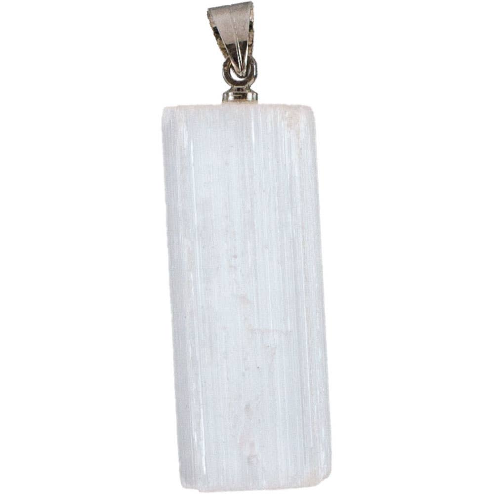 Selenite Pendant Sterling Silver Necklace 30"