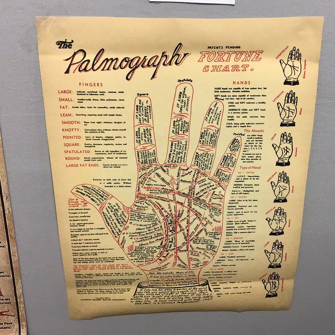 Pyramid Palmograph, Palm Reading Poster (16"x12") - Unframed