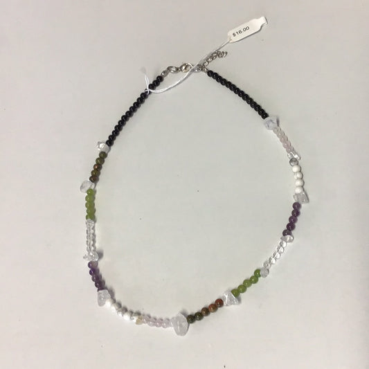 Onyx, Rose, Jade, Amethyst Necklace