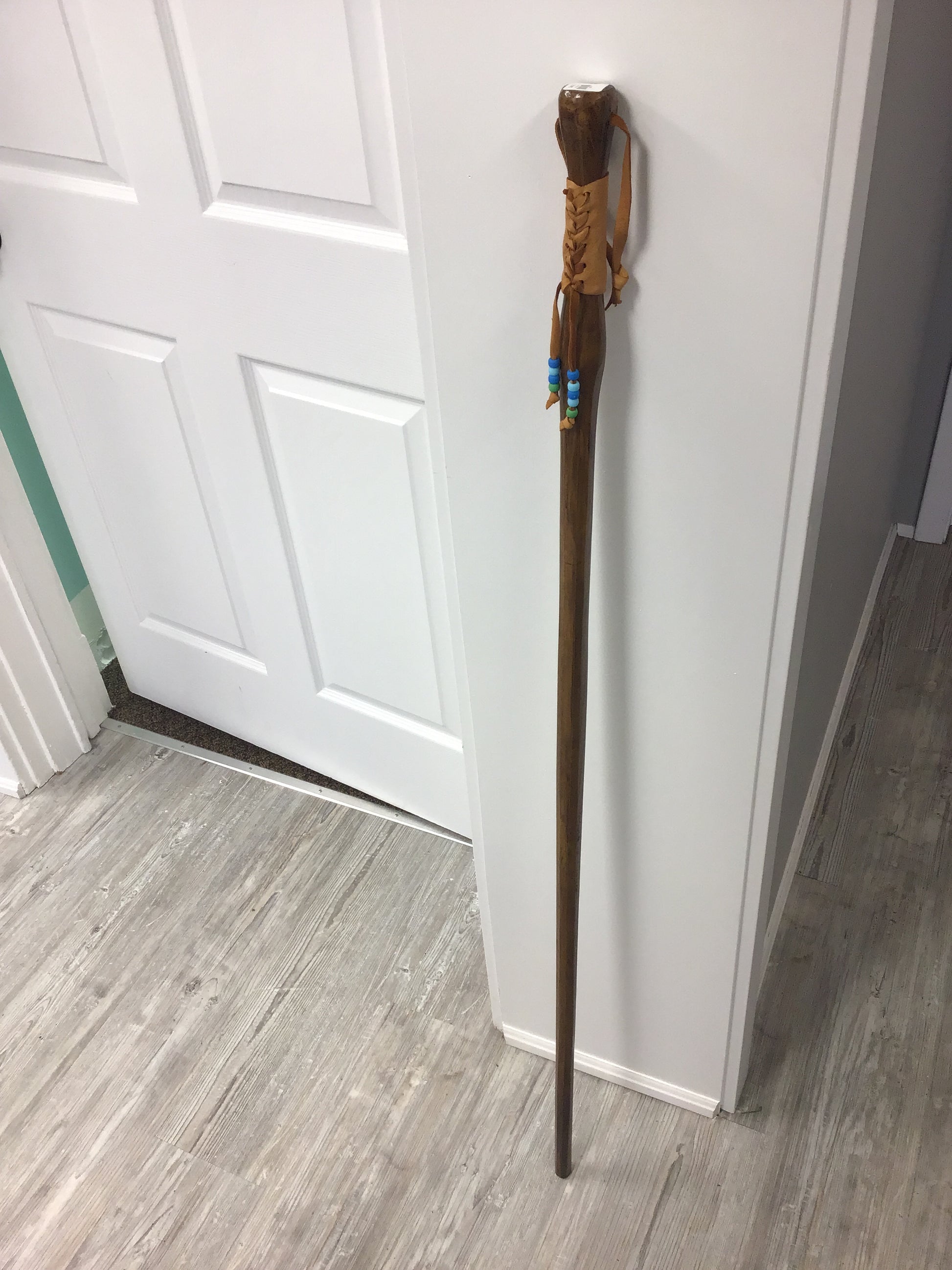 Handcrafted Wooden Walking Stick (50.5" length) by Sidney Nadjiwon.