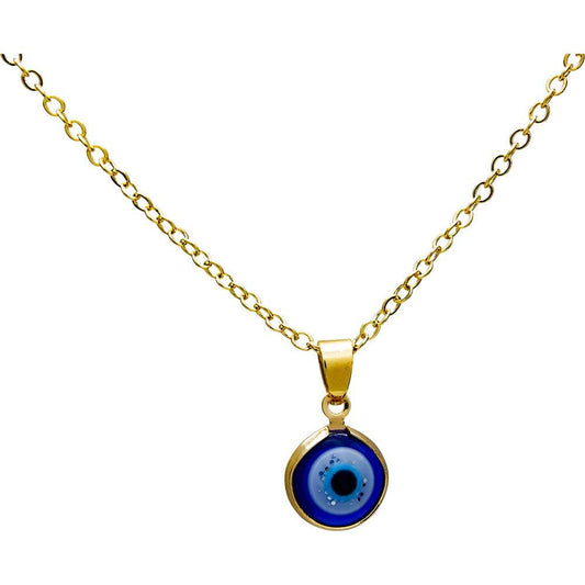 Necklace-Evil Eye Protection-Mini Evil Eye Gold 3/8" Di