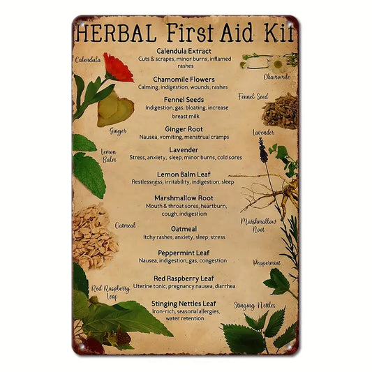 Herbal First Aid Kit - Aluminum Poster Metal/Tin (8"x12")